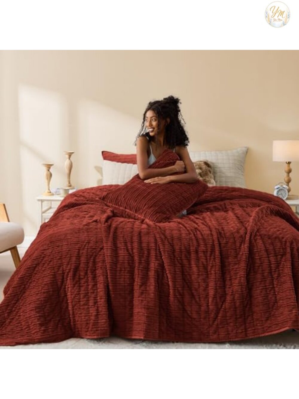 Faux Fur Corduroy Texture Quilt Set Queen Hypoallergenic Soft Plush Velvet